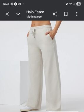 Like New ! Vuori Wide Leg Halo Draqstring Pant In Ecru Size Small